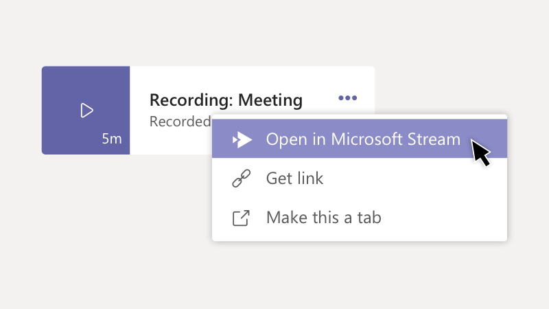 Open recording in Microsoft Stream option