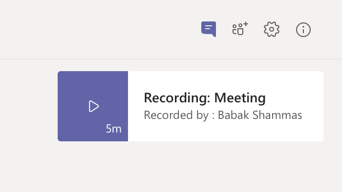 Meeting recording in chat history